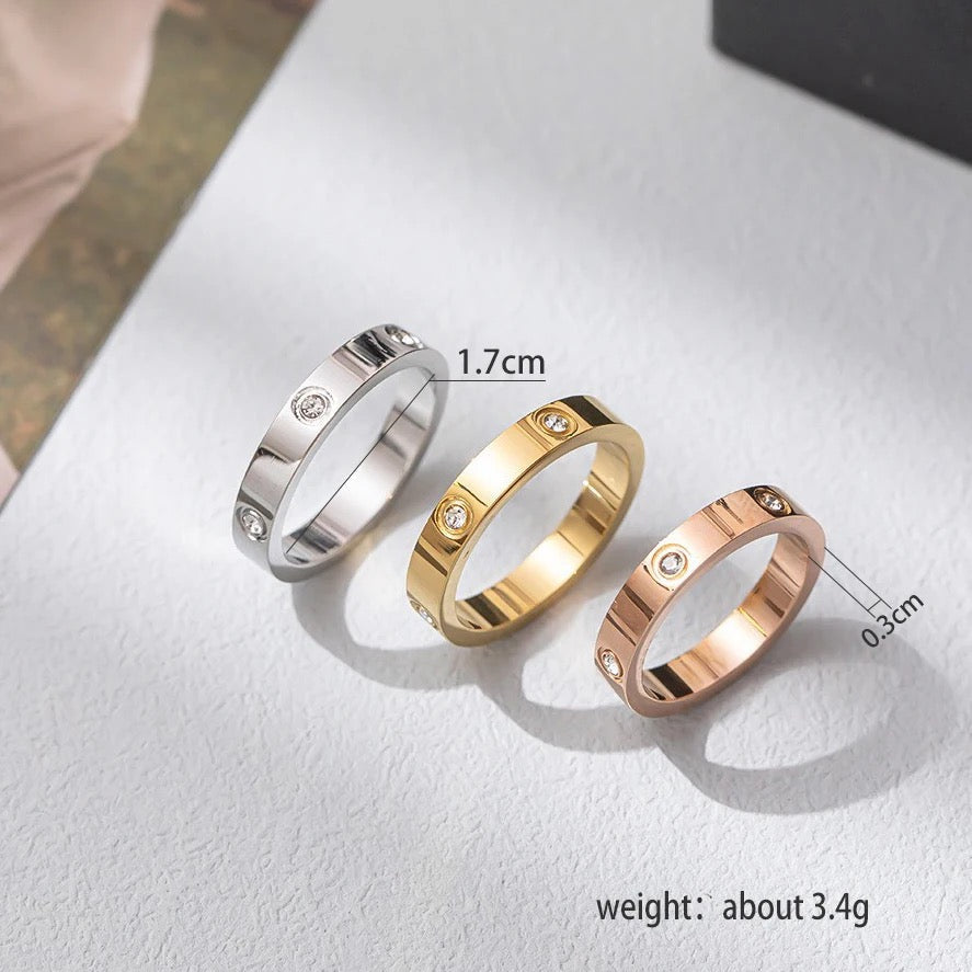 Stainless Steel Zircon Ring