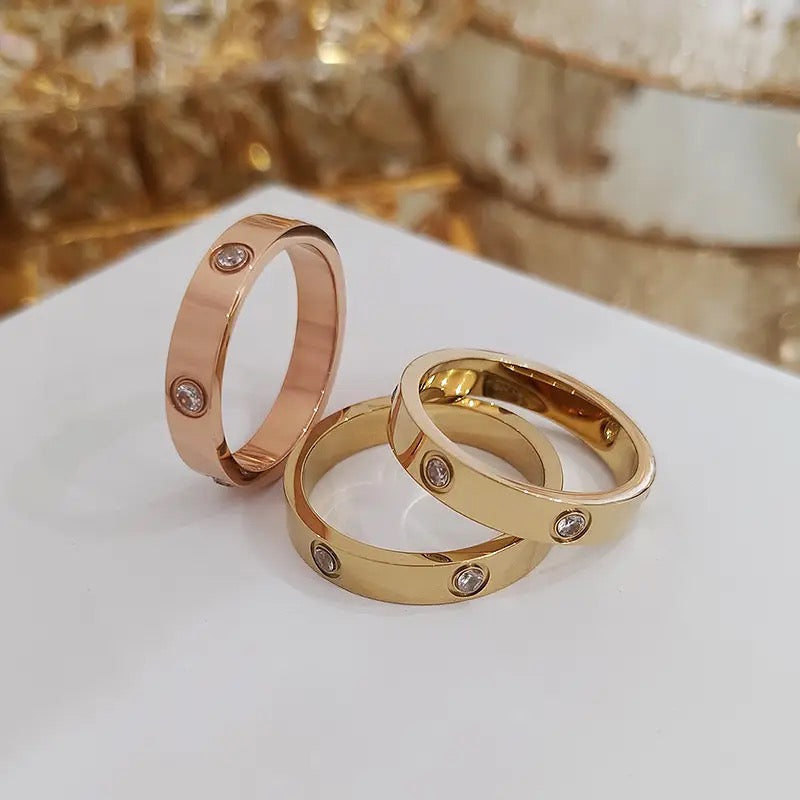 Stainless Steel Zircon Ring