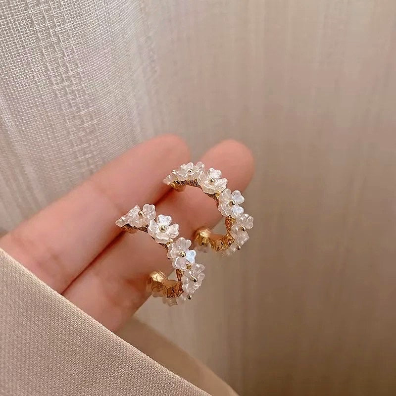 Korean Flower Hoops