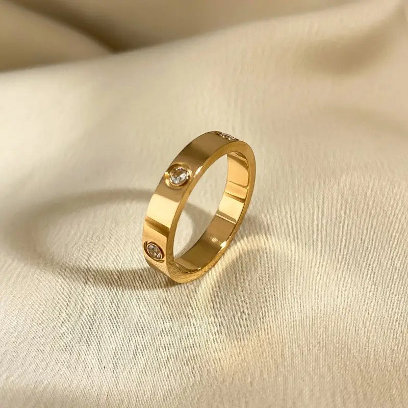 Stainless Steel Zircon Ring