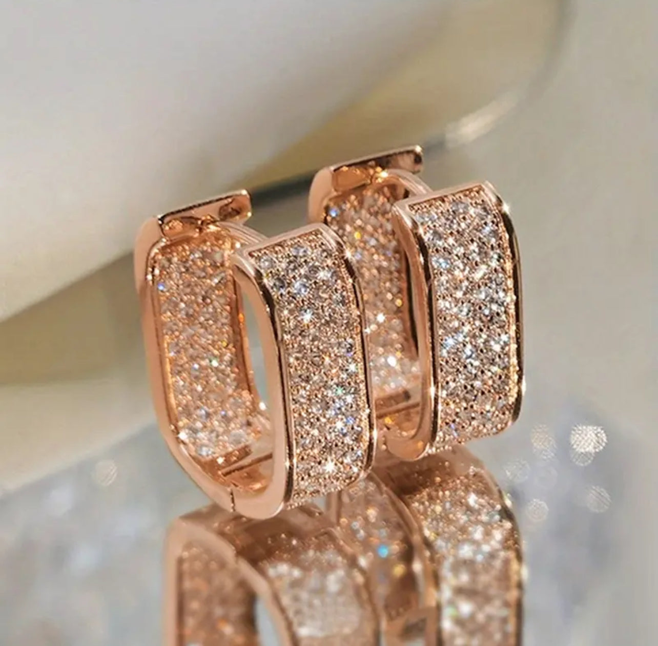 Korean Hoop Earrings - Rose Gold