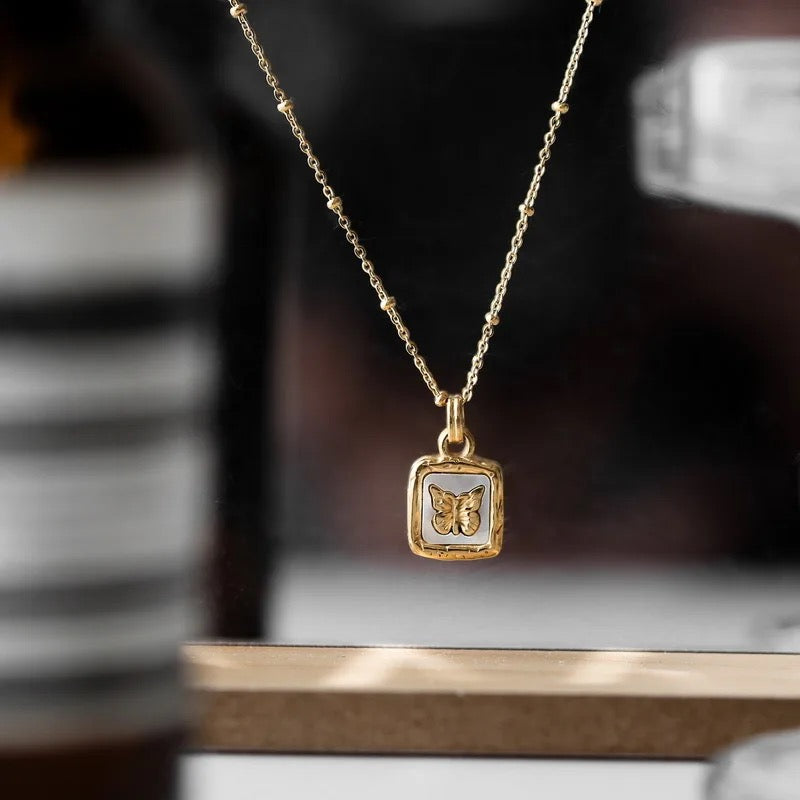 Butterfly Shell Pendant Necklace