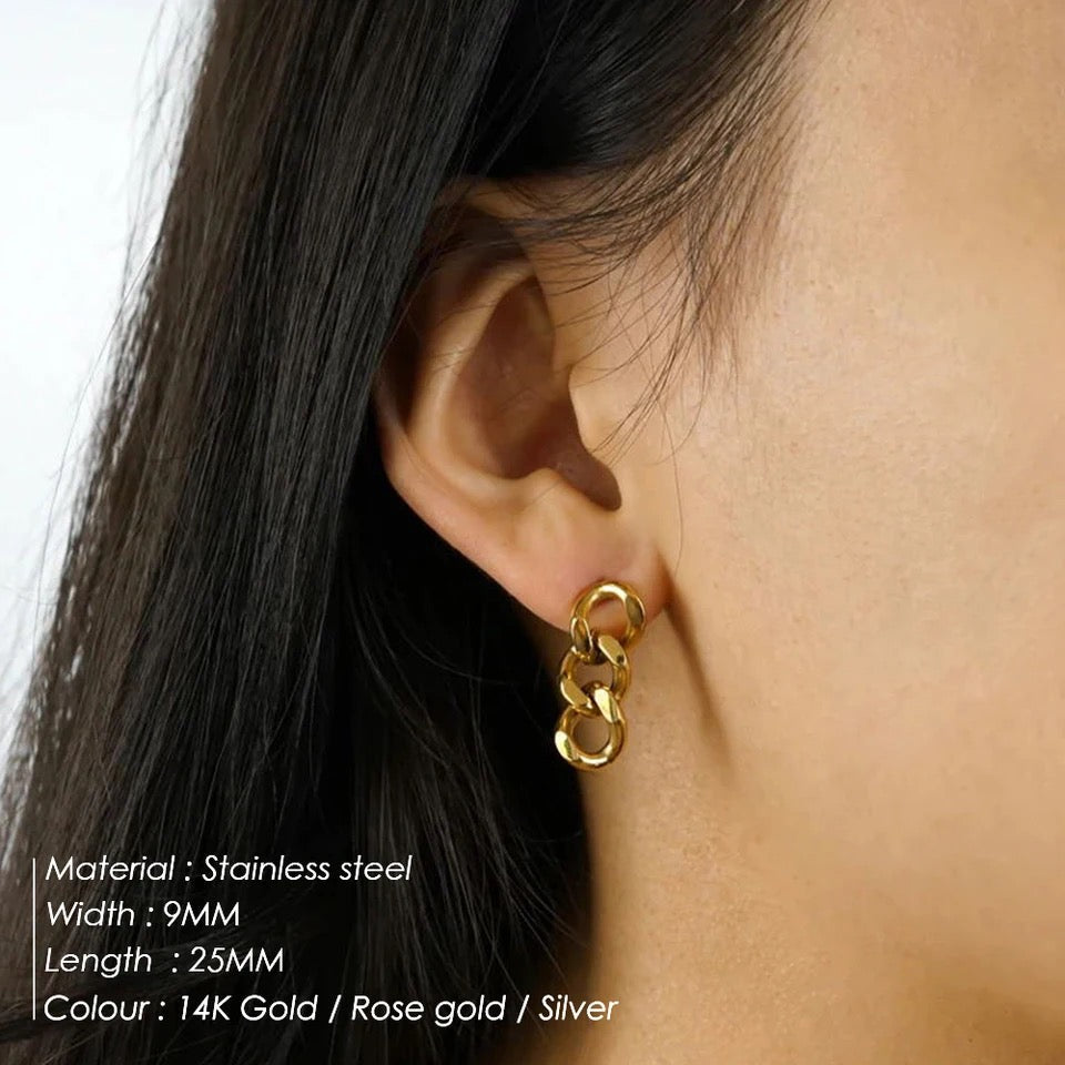 Chain Link Earrings - Gold