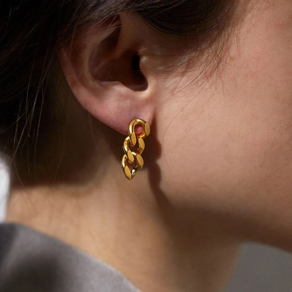 Chain Link Earrings - Gold