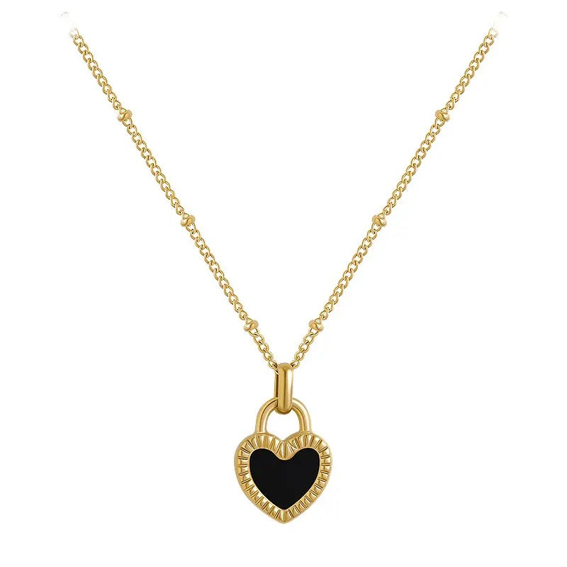 Black and White Heart Pendant Necklace