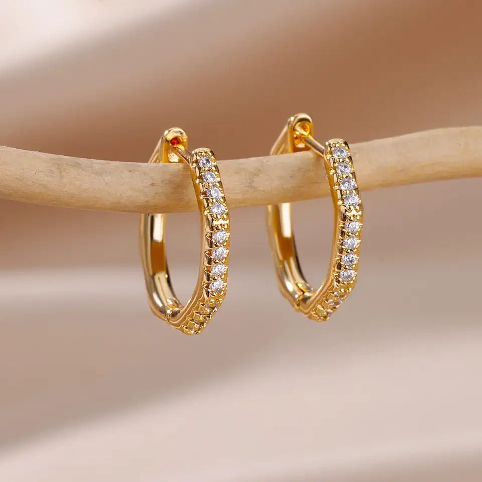 Gold Plated Zircon Hoops