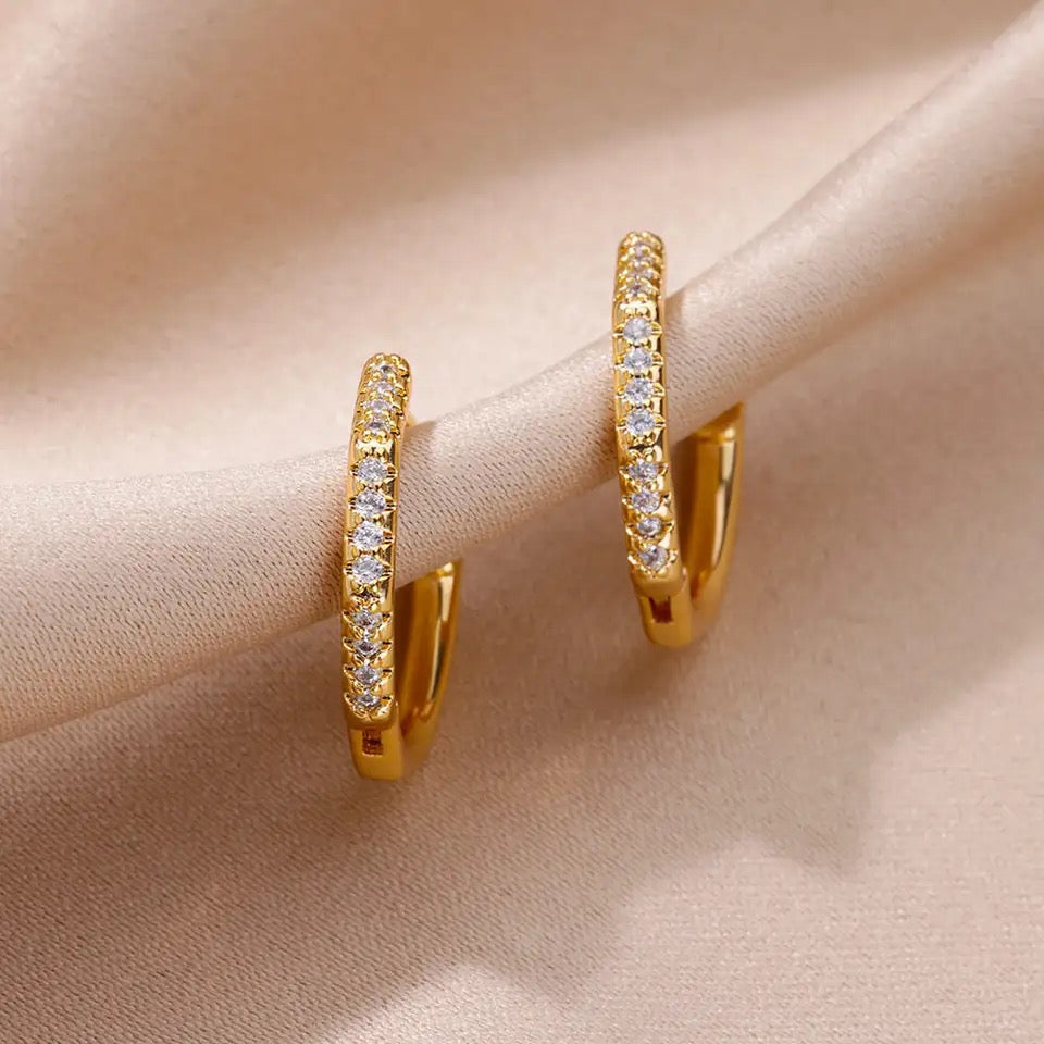 Gold Plated Zircon Hoops