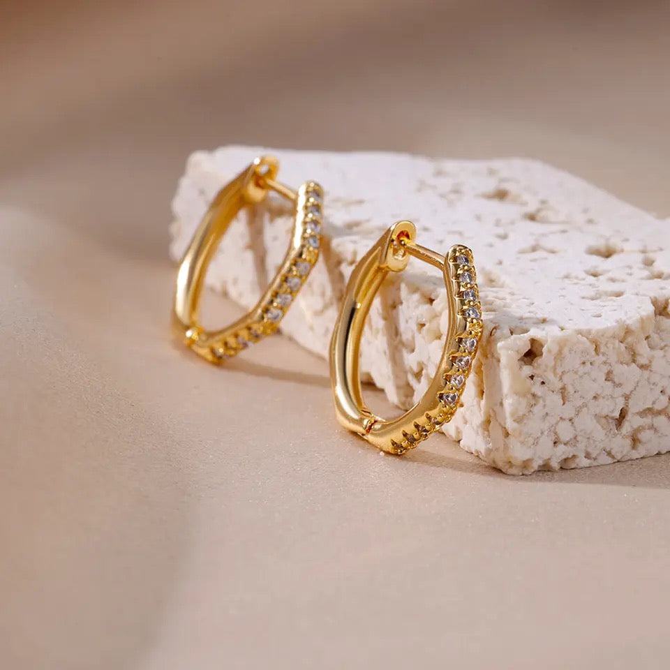 Gold Plated Zircon Hoops