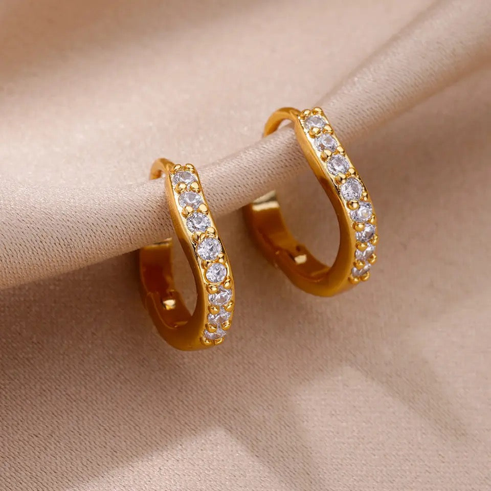 Gold Plated Zircon Hoops