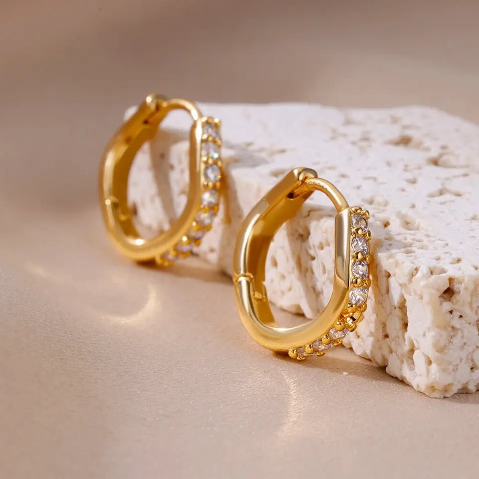 Gold Plated Zircon Hoops