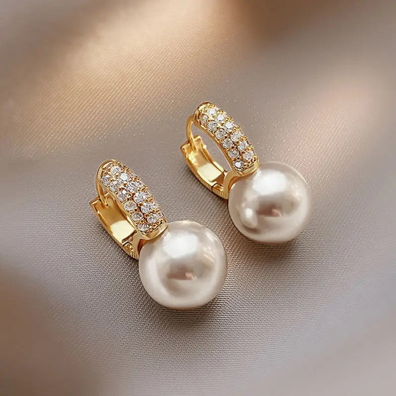Zircon Pearl Earrings